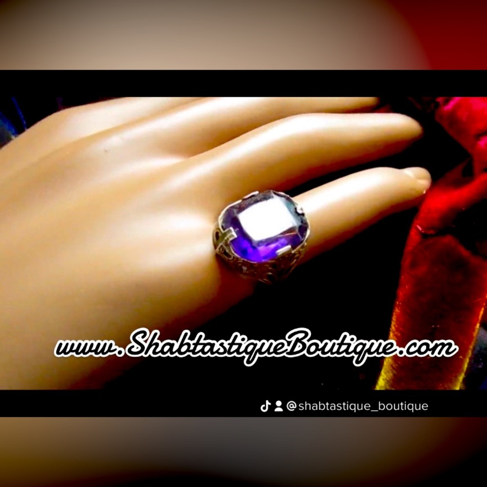 Sterling Silver Amethyst Paste Ostby Barton Ladies Cocktail Ring